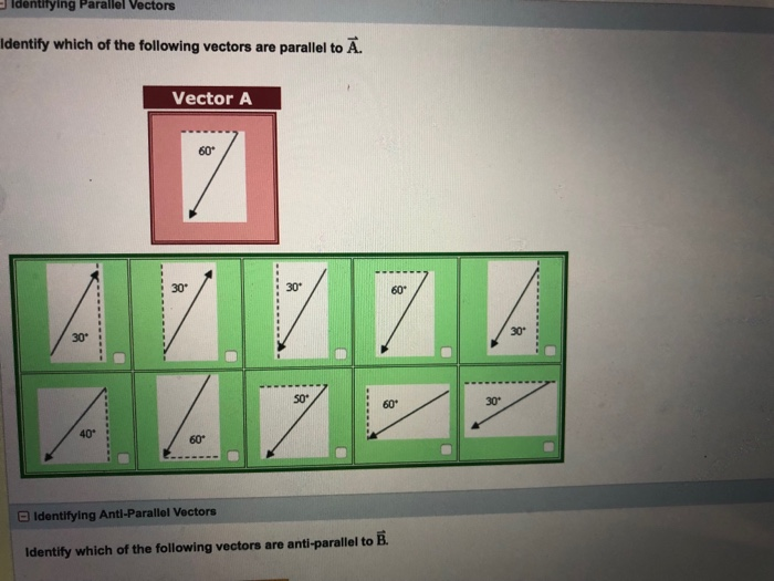 Solved Identifying Parallel Vectors Identify Which Of The | Chegg.com