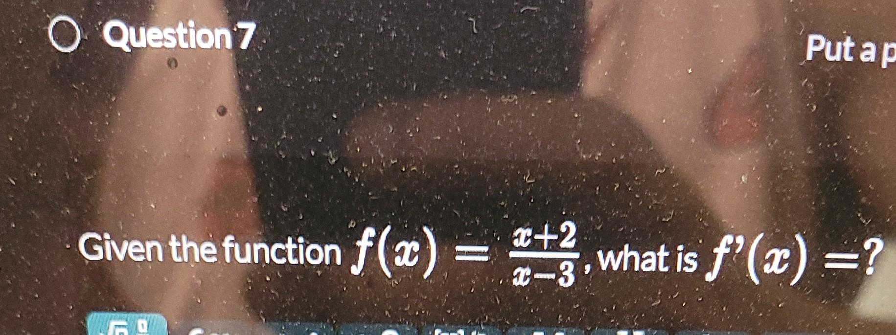Solved f(x)=x−3x+2, what is f′(x)=?