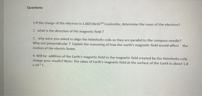 Solved Charge To Mass Ratio (e/m) Experiment 9 Introduction | Chegg.com