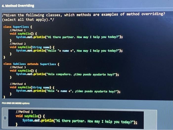 Solved /*Given the following classes, which methods are | Chegg.com