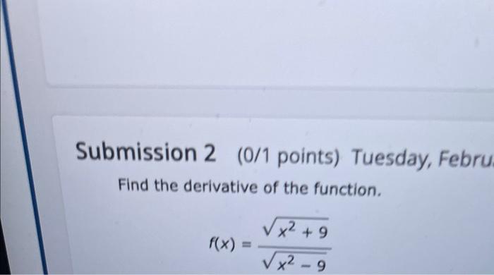 Solved F X X2−9x2 9submission 2 0 1 Points Tuesday Febru