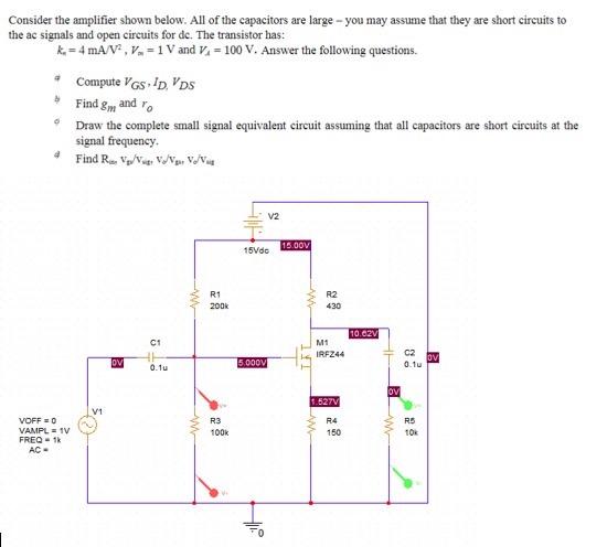 Solved Consider The Amplifier Shown Below. All Of The | Chegg.com