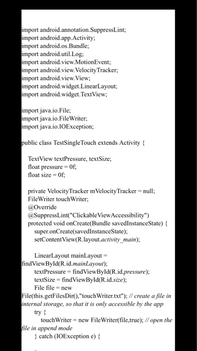 import android.annotation. SuppressLint; import android.app.Activity; import android.os.Bundle; import android.util.Log; impo