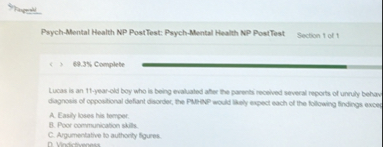 Solved Psych-Mental Health NP PostTest: Psych-Mental Health | Chegg.com