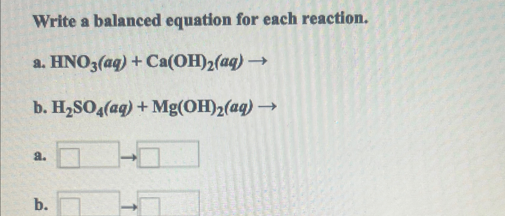 Solved Write a balanced equation for each | Chegg.com