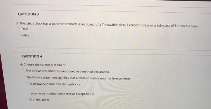 The Throwable Class and Its Subclasses