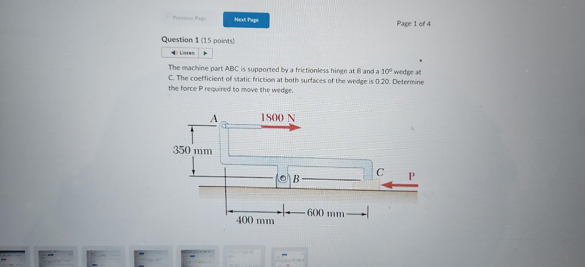 Solved The Machine Part ABC Is Supported By A Frictionless | Chegg.com