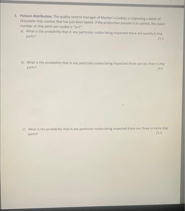 Solved 3. Poisson distribution. The quality control manager | Chegg.com