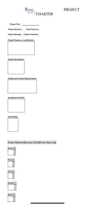 Solved DHS Project Title Project Sponser Date Prepared: | Chegg.com