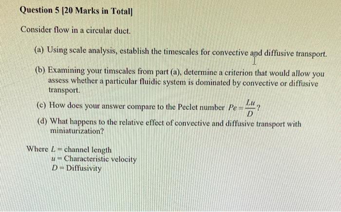 Solved Consider flow in a circular duct. (a) Using scale | Chegg.com