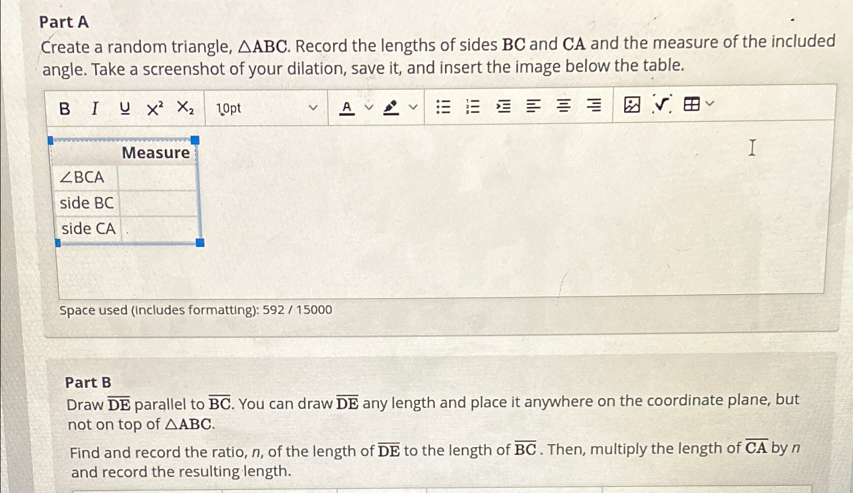 Solved Part ACreate a random triangle ABC. Record the Chegg