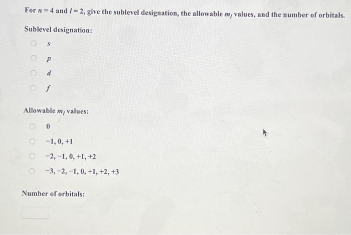 if an azimuthal quantum number l 2 then the sublevel is