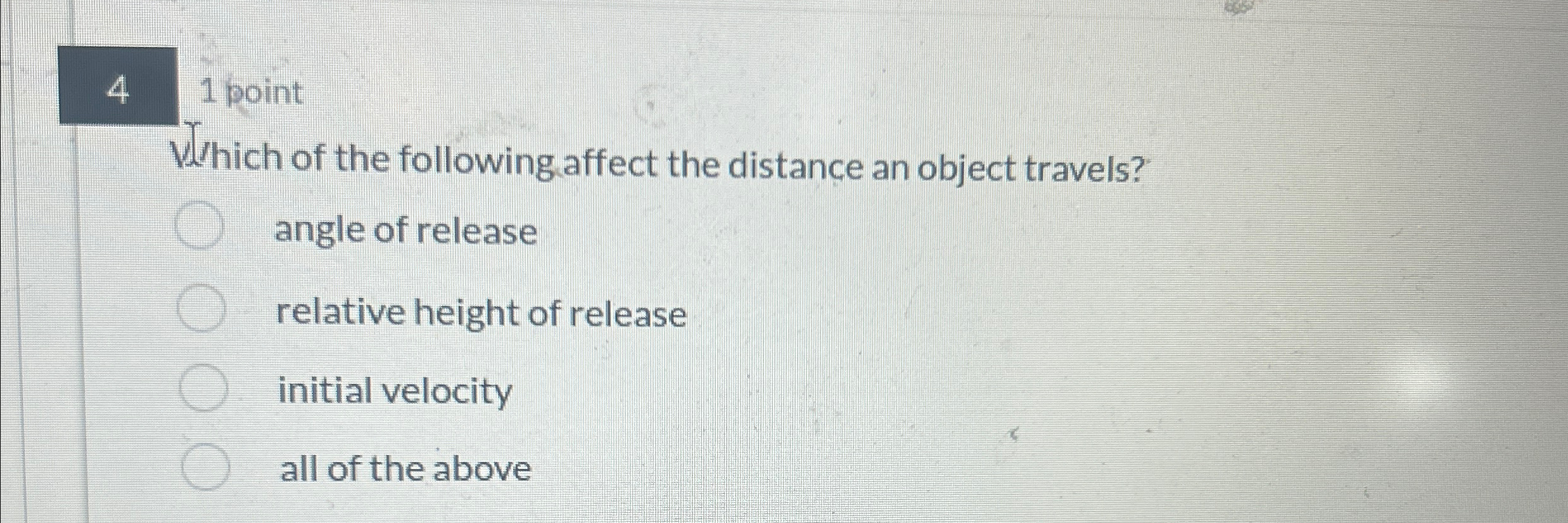 Solved 41 ﻿pointWhich of the following affect the distance | Chegg.com