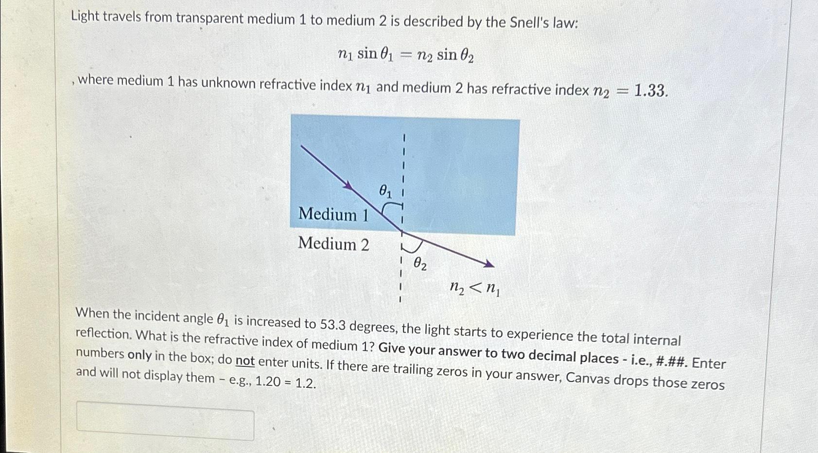 Solved Light travels from transparent medium 1 ﻿to medium 2 | Chegg.com