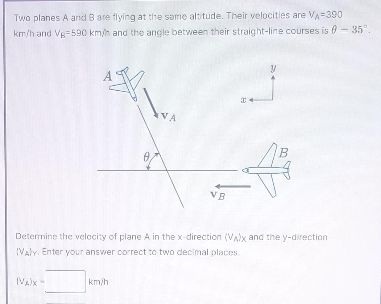 Solved Two Planes A And B Are Flying At The Same Altitude. | Chegg.com