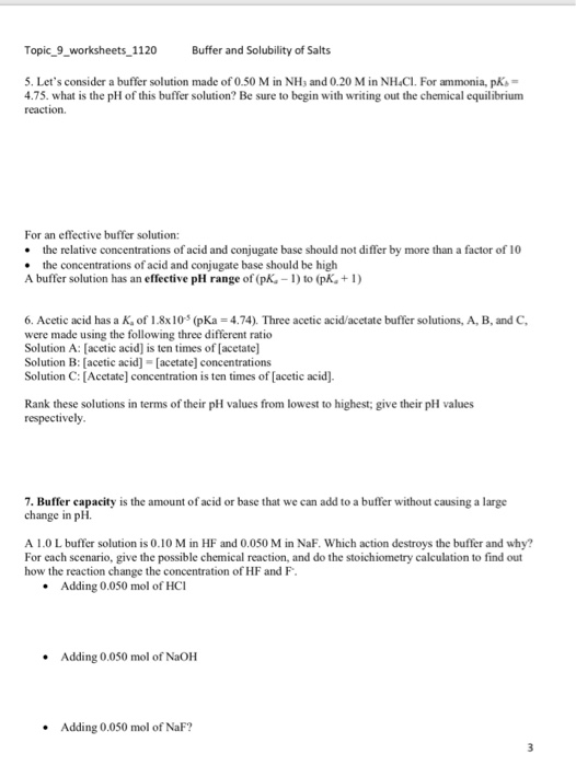 Solved Topic_9_worksheets_1120 Buffer and Solubility of