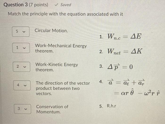 Question 3 7 Points Saved Match The Principle Chegg Com