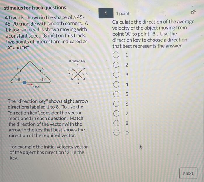 Solved stimulus for track questions A track is shown in the | Chegg.com
