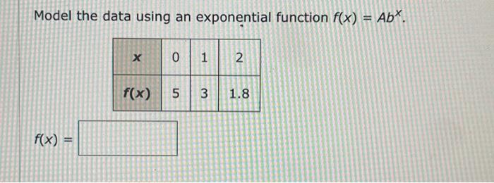 Solved Model the data using an exponential function | Chegg.com