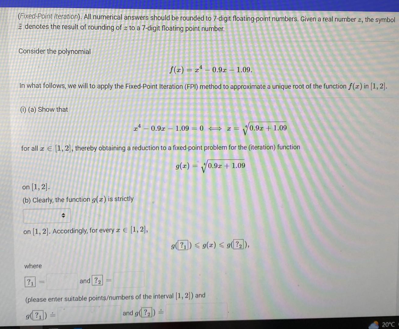 (Fixed-Point Iteration). All Numerical Answers Should | Chegg.com