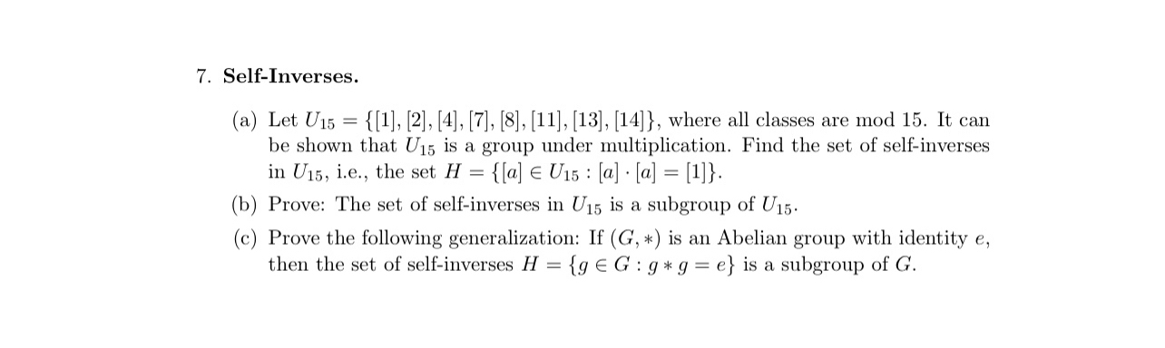 Solved Self-Inverses.(a) ﻿Let | Chegg.com
