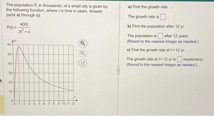 Solved The population P, in thousands, of a small city is | Chegg.com