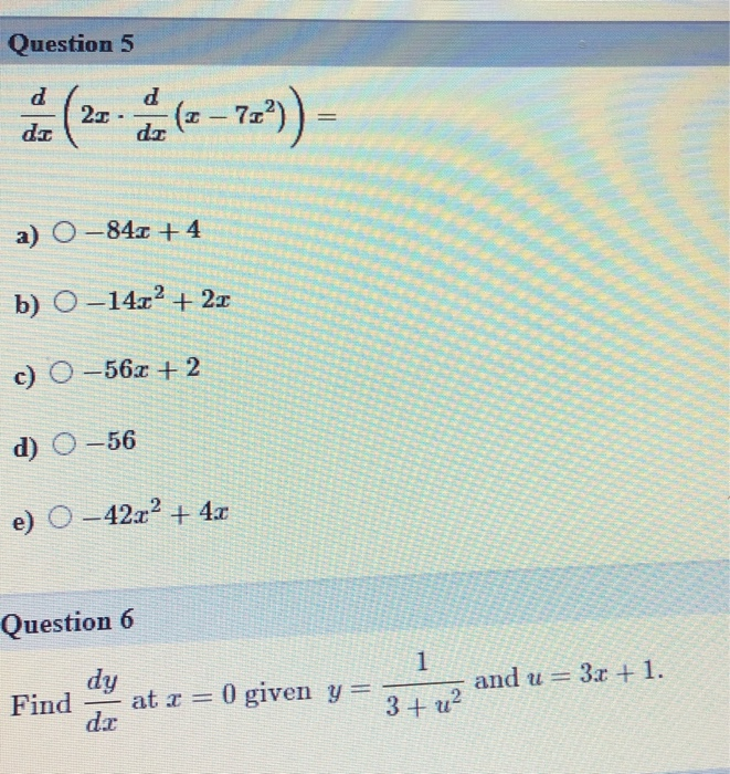 Solved Question 5 A O 842 4 B 0 142 22 C O 56x 2 Chegg Com