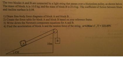 Solved The Two Blocks A And B Are Connected By A Light | Chegg.com