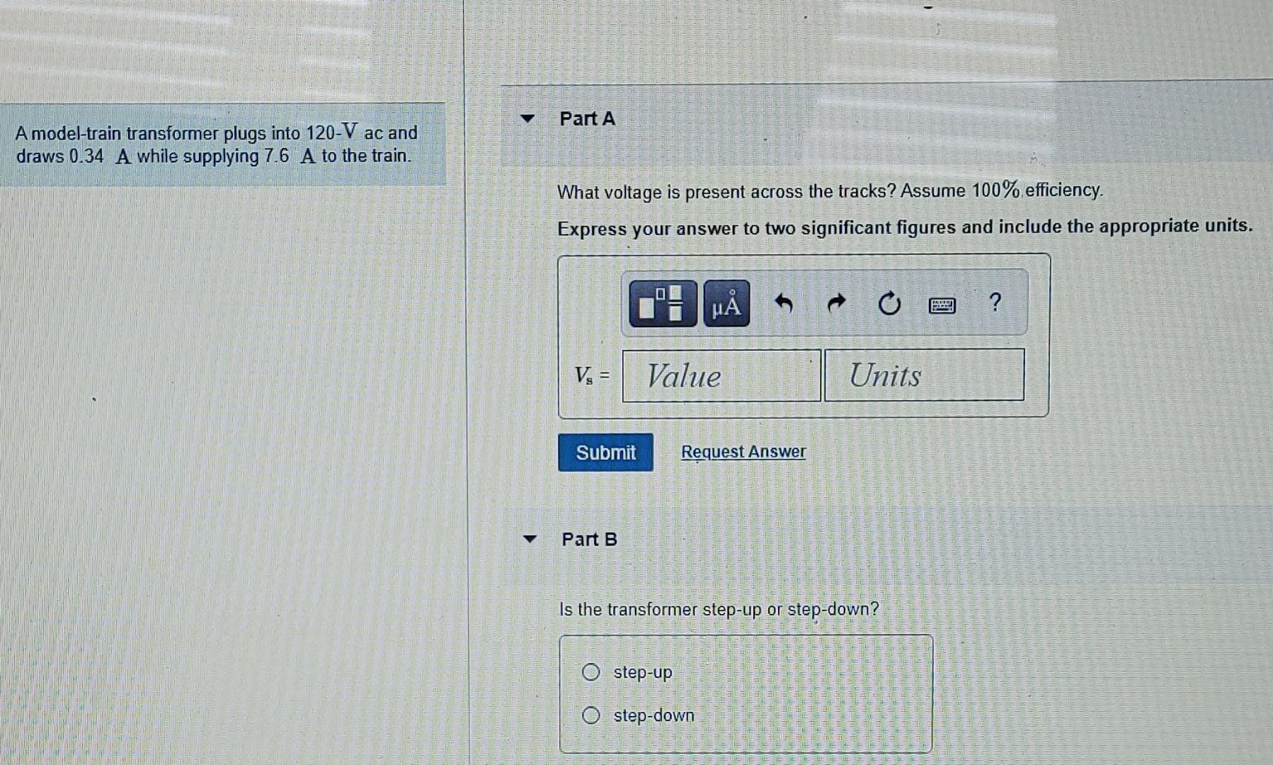 Solved Part A A modeltrain transformer plugs into 120V ac