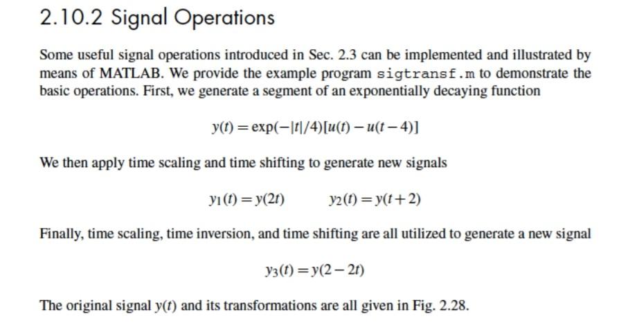 Solved 2.10.2 Signal Operations Some useful signal | Chegg.com