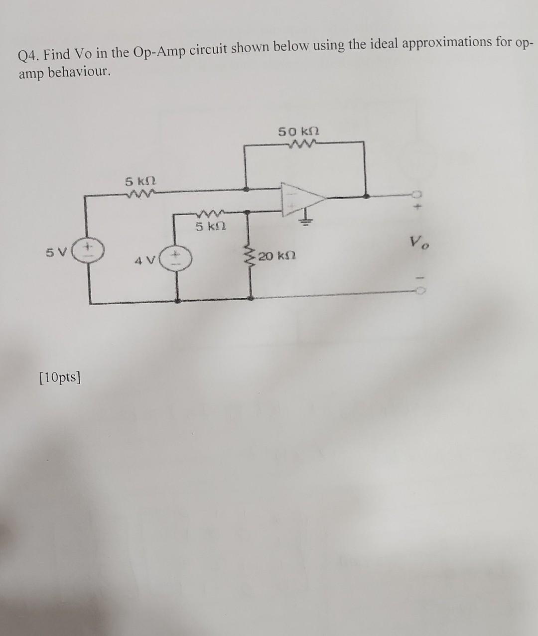 Solved Q4. Find Vo in the OpAmp circuit shown below using