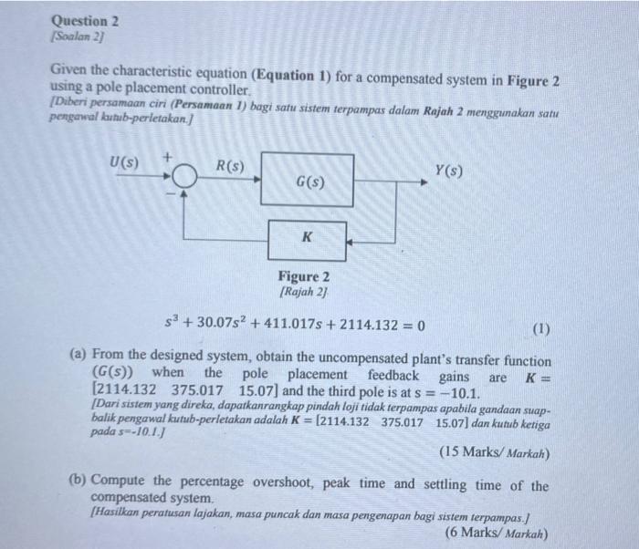 Solved Given the characteristic equation (Equation 1) for a | Chegg.com