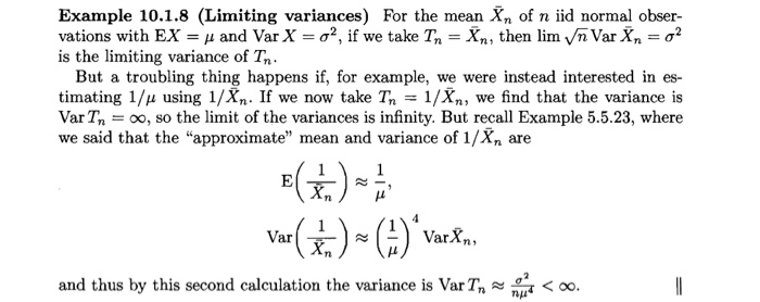 Solved Example 10.1.8 (Limiting variances) For the mean Ăn | Chegg.com