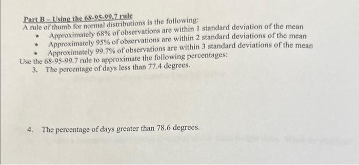 Part B - Using the 68−95−99.7 rule A rule of thumb | Chegg.com