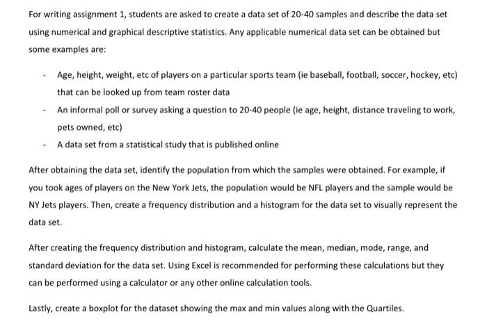 Solved For writing assignment 1 , students are asked to | Chegg.com