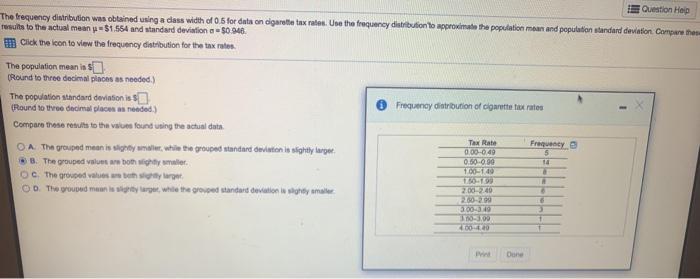 Solved Question Help The frequency distribution was obtained | Chegg.com