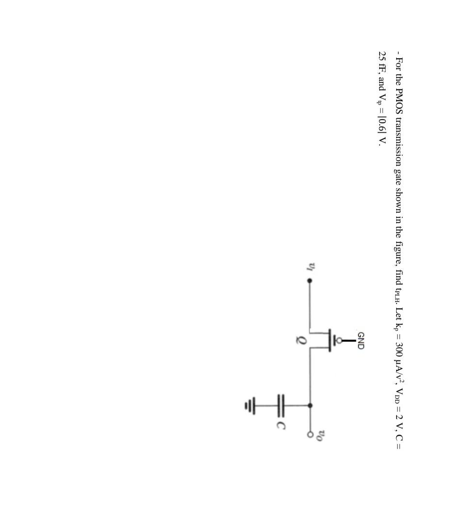 Solved For the PMOS transmission gate shown in the figure,