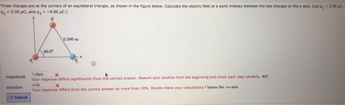 Solved Three charges are at the corners of an equilateral | Chegg.com
