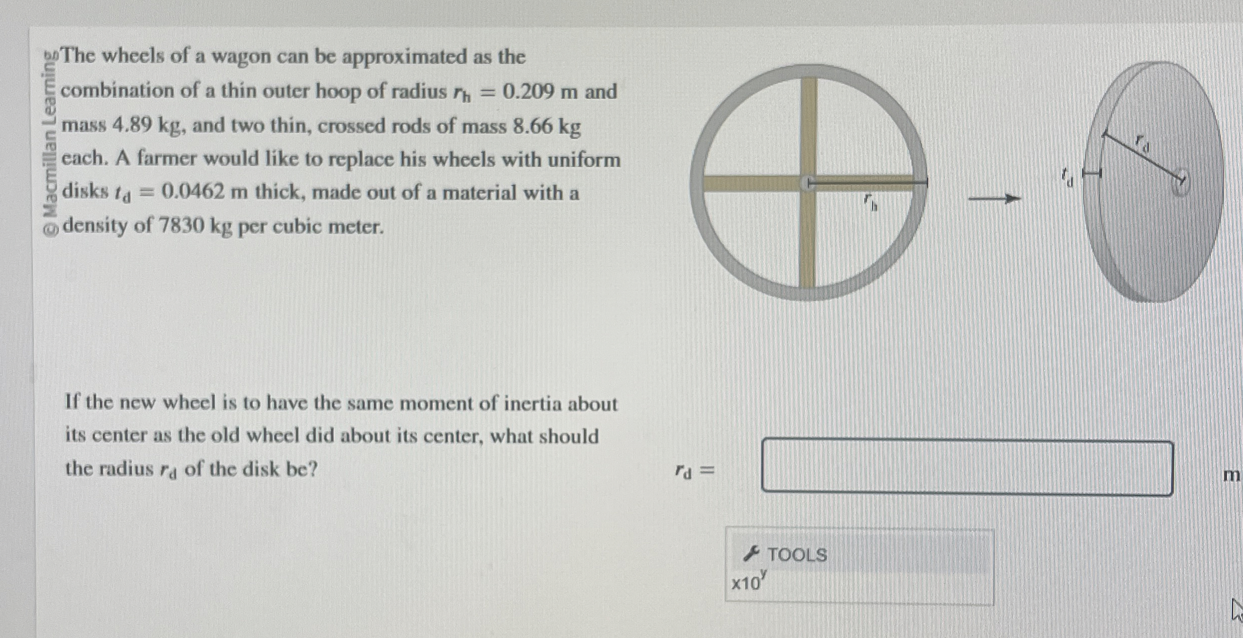 The wheels of a wagon can be approximated as the