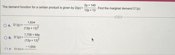 Solved The demand function for a certain product is given by | Chegg.com