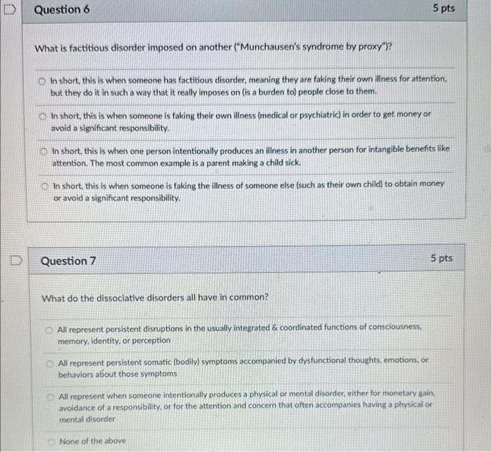Solved What is factitious disorder imposed on another