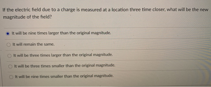 Solved The magnitude of the electric field due to a charge, | Chegg.com