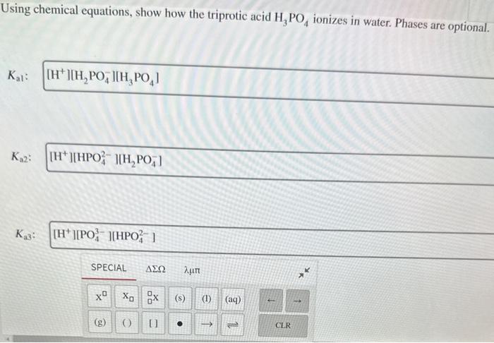 Solved Using chemical equations, show how the triprotic acid | Chegg.com
