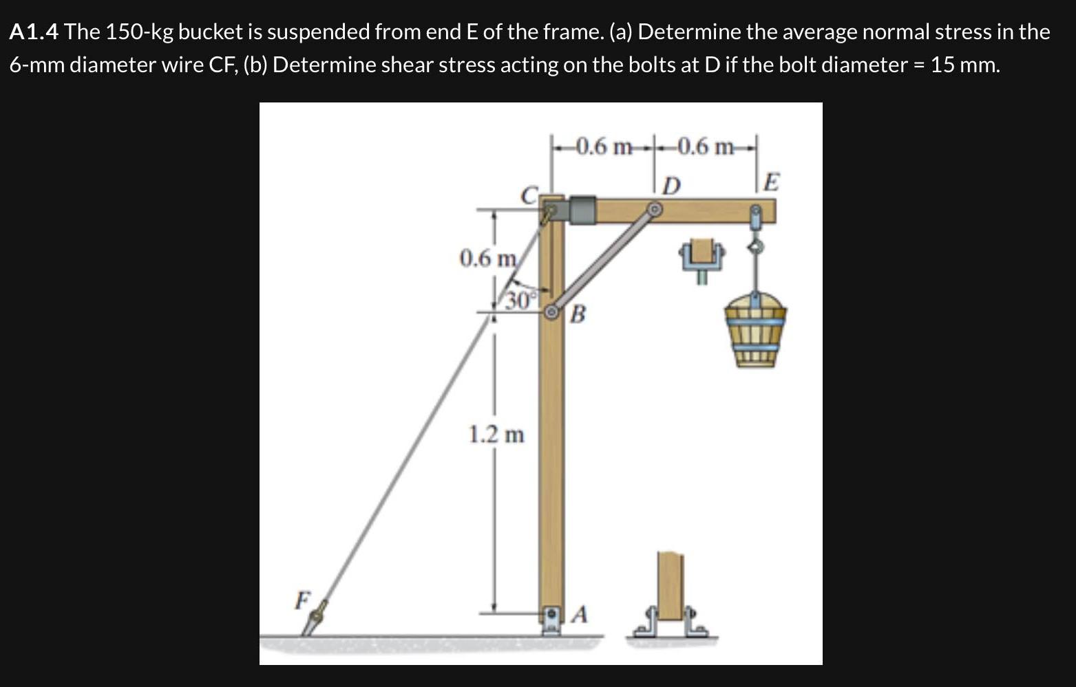 Solved A1.4 The 150kg bucket is suspended from end E of the