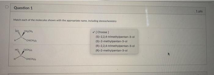 Solved Match Each Of The Molecules Shown With The | Chegg.com