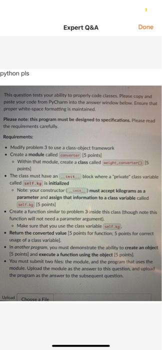 Solved Expert Q&A Done python pls This question tests your | Chegg.com