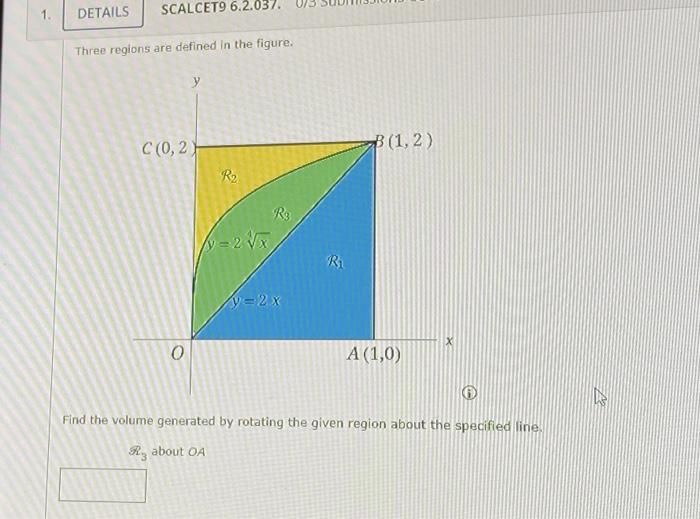 Solved Three regions are defined in the figure. Find the | Chegg.com