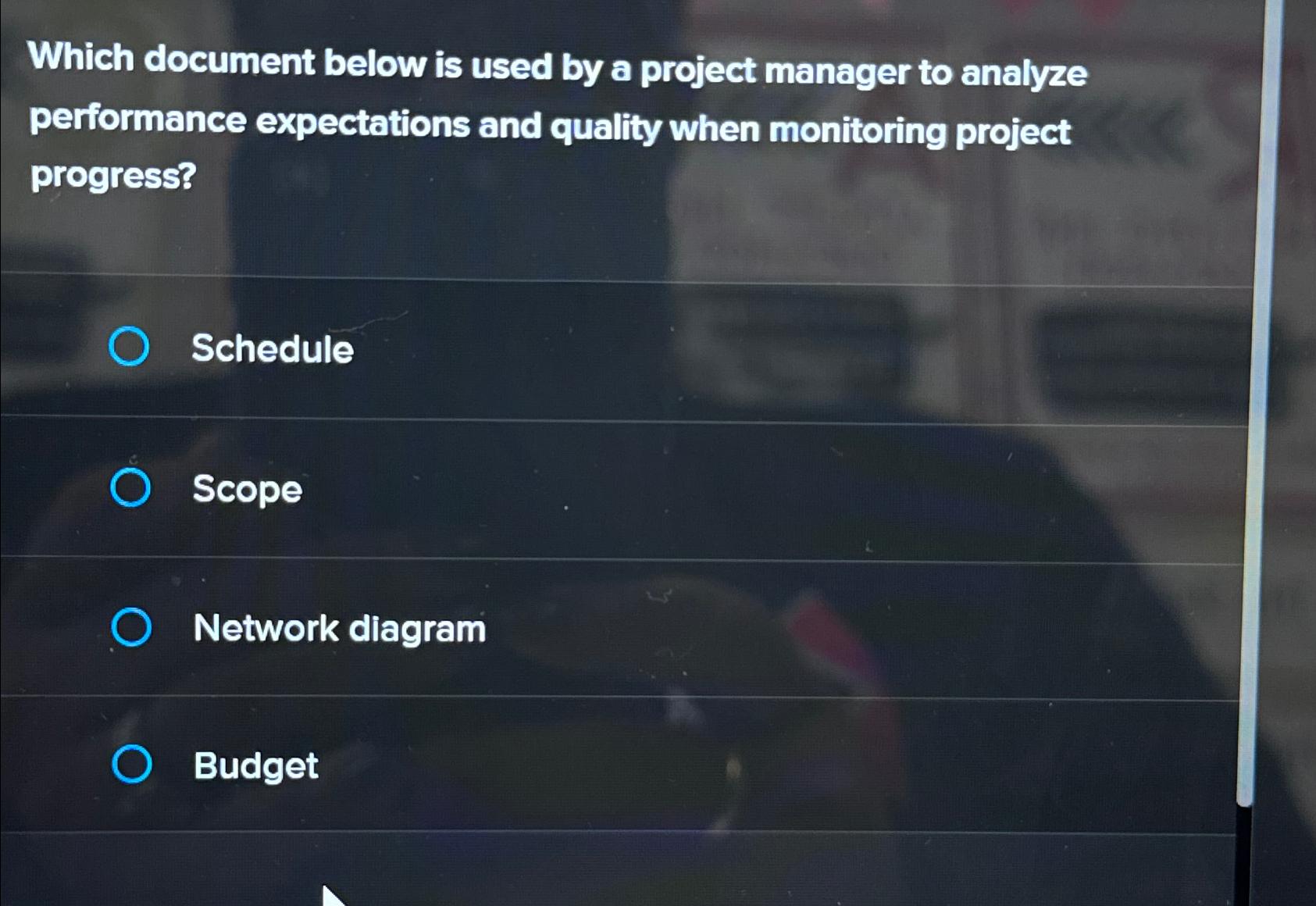 Solved Which document below is used by a project manager to | Chegg.com