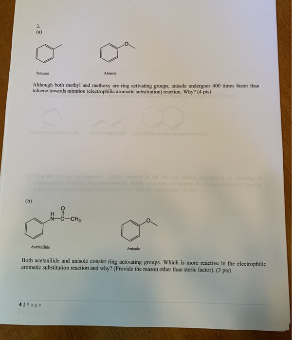 Solved Toluene Anisele Although both methyl and methoxy are