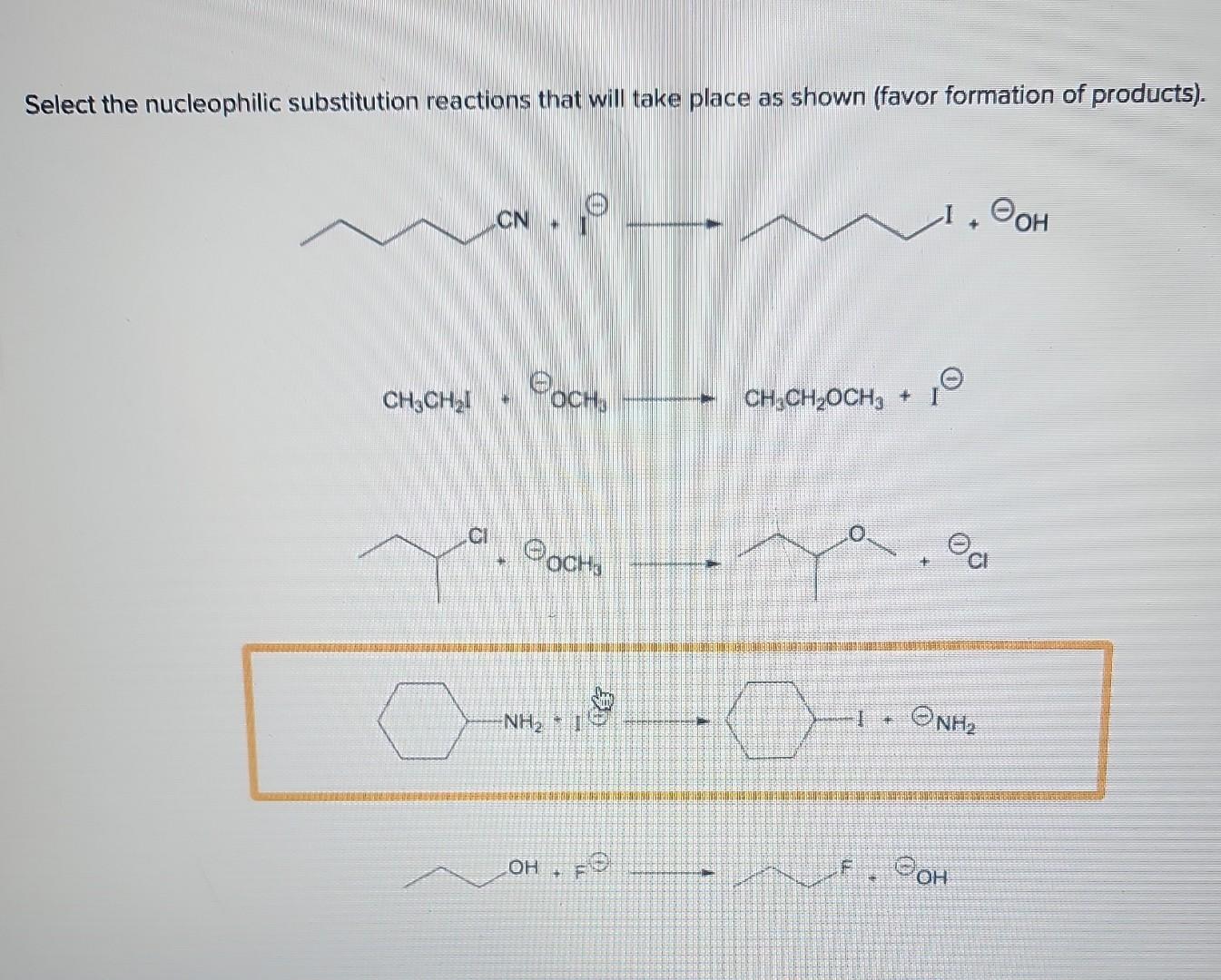 Solved Select the nucleophilic substitution reactions that | Chegg.com